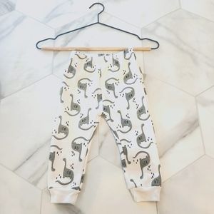 Pl baby 18 mo joggers white with dinasour print, Canadian French brand.